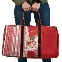 Swimming With Humpback Whales Season Tonga Travel Bag Tongan Tofuaa Ngatu Pattern Red