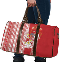 Swimming With Humpback Whales Season Tonga Travel Bag Tongan Tofuaa Ngatu Pattern Red