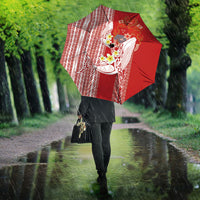 Swimming With Humpback Whales Season Tonga Umbrella Tongan Tofuaa Ngatu Pattern Red