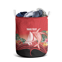 Vavau Sailing Festival Tonga Personalised Laundry Basket Humpback Whale Sailboat Tropical Vibes