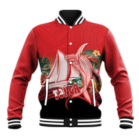 Vavau Sailing Festival Tonga Personalised Baseball Jacket Humpback Whale Sailboat Tropical Vibes