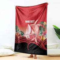 Vavau Sailing Festival Tonga Personalised Blanket Humpback Whale Sailboat Tropical Vibes
