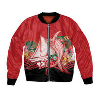 Vavau Sailing Festival Tonga Personalised Bomber Jacket Humpback Whale Sailboat Tropical Vibes
