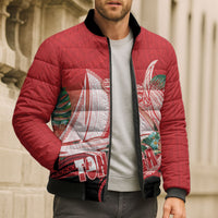 Vavau Sailing Festival Tonga Personalised Bomber Puffer Jacket Humpback Whale Sailboat Tropical Vibes