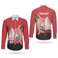 Vavau Sailing Festival Tonga Personalised Couples Matching Off Shoulder Maxi Dress and Long Sleeve Button Shirt Humpback Whale Sailboat Tropical Vibes