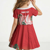 Vavau Sailing Festival Tonga Personalised Kid Short Sleeve Dress Humpback Whale Sailboat Tropical Vibes