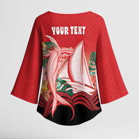 Vavau Sailing Festival Tonga Personalised Kimono Sleeve Blouse Humpback Whale Sailboat Tropical Vibes