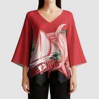 Vavau Sailing Festival Tonga Personalised Kimono Sleeve Blouse Humpback Whale Sailboat Tropical Vibes