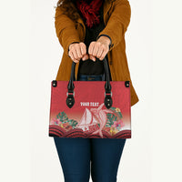 Vavau Sailing Festival Tonga Personalised Leather Bag Humpback Whale Sailboat Tropical Vibes