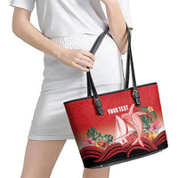 Vavau Sailing Festival Tonga Personalised Leather Tote Bag Humpback Whale Sailboat Tropical Vibes