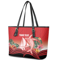 Vavau Sailing Festival Tonga Personalised Leather Tote Bag Humpback Whale Sailboat Tropical Vibes