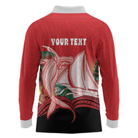 Vavau Sailing Festival Tonga Personalised Long Sleeve Polo Shirt Humpback Whale Sailboat Tropical Vibes