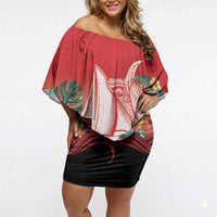 Vavau Sailing Festival Tonga Personalised Off Shoulder Short Dress Humpback Whale Sailboat Tropical Vibes