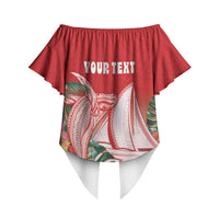Vavau Sailing Festival Tonga Personalised Off Shoulder Wrap Waist Top Humpback Whale Sailboat Tropical Vibes