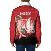 Vavau Sailing Festival Tonga Personalised Padded Jacket Humpback Whale Sailboat Tropical Vibes