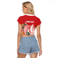 Vavau Sailing Festival Tonga Personalised Raglan Cropped T Shirt Humpback Whale Sailboat Tropical Vibes