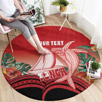 Vavau Sailing Festival Tonga Personalised Round Carpet Humpback Whale Sailboat Tropical Vibes