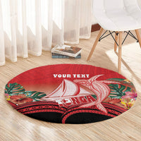 Vavau Sailing Festival Tonga Personalised Round Carpet Humpback Whale Sailboat Tropical Vibes