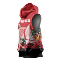 Vavau Sailing Festival Tonga Personalised Sleeveless Hoodie Humpback Whale Sailboat Tropical Vibes