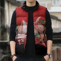 Vavau Sailing Festival Tonga Personalised Sleeveless Puffer Jacket Humpback Whale Sailboat Tropical Vibes