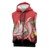 Vavau Sailing Festival Tonga Personalised Sleeveless Zip Hoodie Humpback Whale Sailboat Tropical Vibes