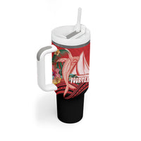 Vavau Sailing Festival Tonga Personalised Tumbler With Handle Humpback Whale Sailboat Tropical Vibes