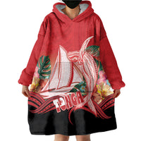 Vavau Sailing Festival Tonga Personalised Wearable Blanket Hoodie Humpback Whale Sailboat Tropical Vibes