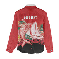 Vavau Sailing Festival Tonga Personalised Women Casual Shirt Humpback Whale Sailboat Tropical Vibes
