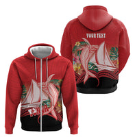 Vavau Sailing Festival Tonga Personalised Zip Hoodie Humpback Whale Sailboat Tropical Vibes