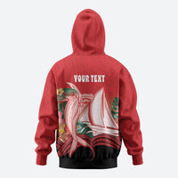 Vavau Sailing Festival Tonga Personalised Zip Hoodie Humpback Whale Sailboat Tropical Vibes