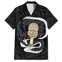 Black New Zealand Eel Family Matching Tank Maxi Dress and Hawaiian Shirt Aotearoa Maori Tuna With Kotiate Weapon LT14 Dad's Shirt - Short Sleeve Black - Polynesian Pride