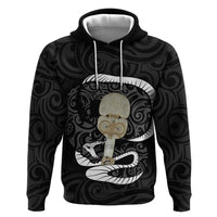 Black New Zealand Eel Zip Hoodie Aotearoa Maori Tuna With Kotiate Weapon LT14 Pullover Hoodie Black - Polynesian Pride