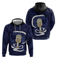 Blue New Zealand Eel Zip Hoodie Aotearoa Maori Tuna With Kotiate Weapon LT14 - Polynesian Pride