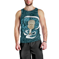 Turquoise New Zealand Eel Men Tank Top Aotearoa Maori Tuna With Kotiate Weapon