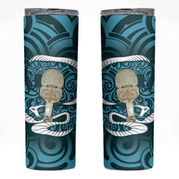 Turquoise New Zealand Eel Skinny Tumbler Aotearoa Maori Tuna With Kotiate Weapon