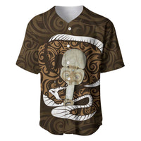 Gold New Zealand Eel Baseball Jersey Aotearoa Maori Tuna With Kotiate Weapon LT14 Gold - Polynesian Pride