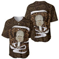 Gold New Zealand Eel Baseball Jersey Aotearoa Maori Tuna With Kotiate Weapon LT14 - Polynesian Pride