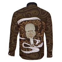 Gold New Zealand Eel Family Matching Off Shoulder Short Dress and Hawaiian Shirt Aotearoa Maori Tuna With Kotiate Weapon