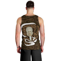 Gold New Zealand Eel Men Tank Top Aotearoa Maori Tuna With Kotiate Weapon