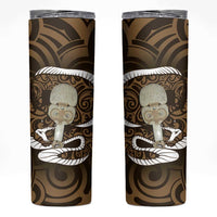 Gold New Zealand Eel Skinny Tumbler Aotearoa Maori Tuna With Kotiate Weapon