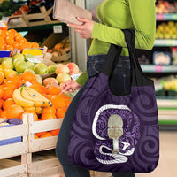 Purple New Zealand Eel Grocery Bag Aotearoa Maori Tuna With Kotiate Weapon