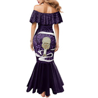 Purple New Zealand Eel Mermaid Dress Aotearoa Maori Tuna With Kotiate Weapon