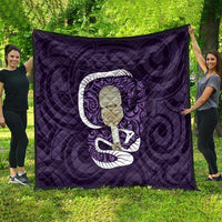 Purple New Zealand Eel Quilt Aotearoa Maori Tuna With Kotiate Weapon