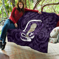 Purple New Zealand Eel Quilt Aotearoa Maori Tuna With Kotiate Weapon