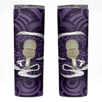 Purple New Zealand Eel Skinny Tumbler Aotearoa Maori Tuna With Kotiate Weapon