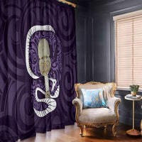 Purple New Zealand Eel Window Curtain Aotearoa Maori Tuna With Kotiate Weapon
