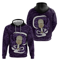 Purple New Zealand Eel Zip Hoodie Aotearoa Maori Tuna With Kotiate Weapon LT14 - Polynesian Pride