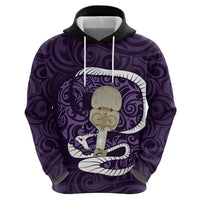 Purple New Zealand Eel Zip Hoodie Aotearoa Maori Tuna With Kotiate Weapon LT14 - Polynesian Pride
