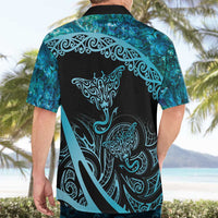 New Zealand Stingray Hawaiian Shirt Aotearoa Whai With Maori Paua Shell