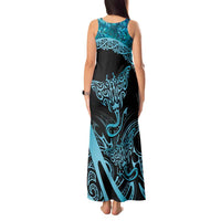New Zealand Stingray Tank Maxi Dress Aotearoa Whai With Maori Paua Shell LT14 - Polynesian Pride